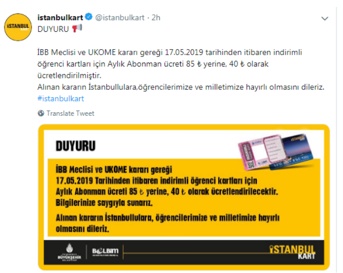 ibb duyuru yapti ogrenci akbili indirimi bugun basladi