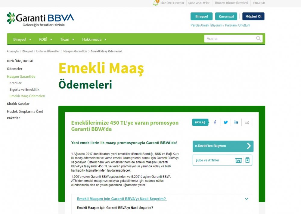 garanti bbva bankasi ndan emekli maasi alan ve alacak olanlara emekli maasi promosyon firsati 5 bin